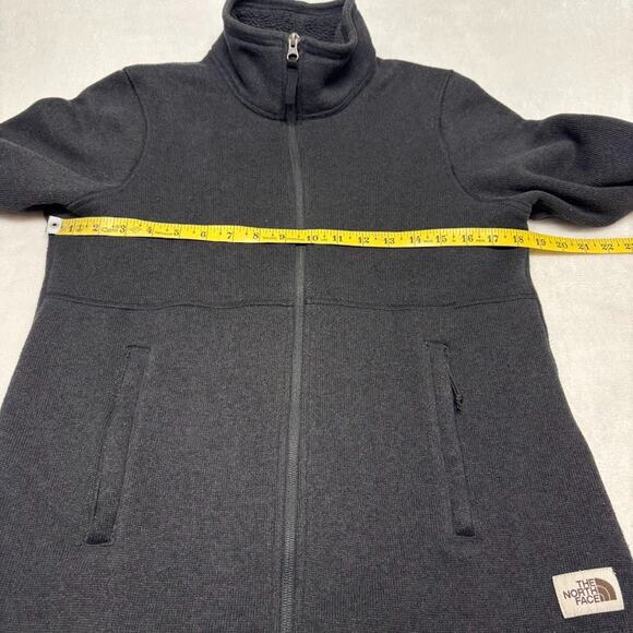 The North Face Crescent Full Zip Faux Sherpa Lined Sweater Jacket Black Size M - Picture 8 of 9
